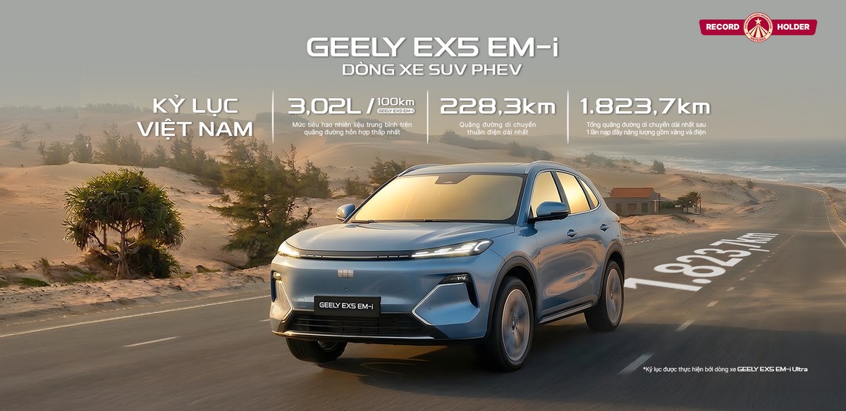Geely EX5 EM-i lập 3 kỷ lục tại Việt Nam 